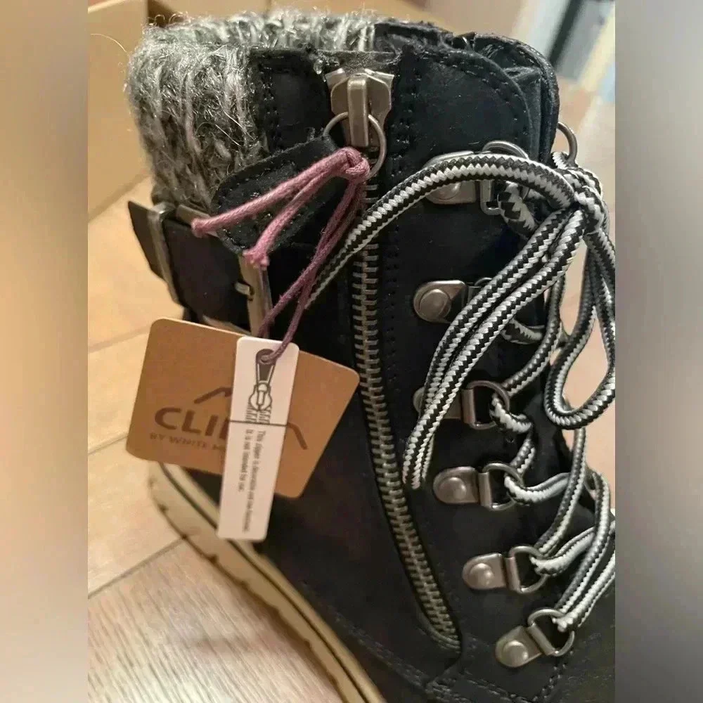 Cliffs By White Mountain Kaylee Hiking Boot NEW Black Suede Size 9.5  Double Zip